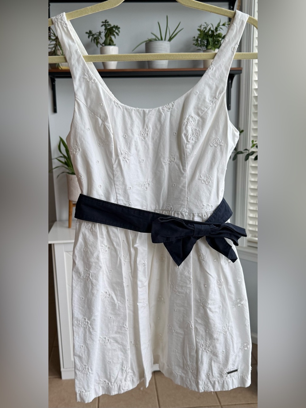 Abercrombie & Fitch White Eyelet Dress with Black Belt